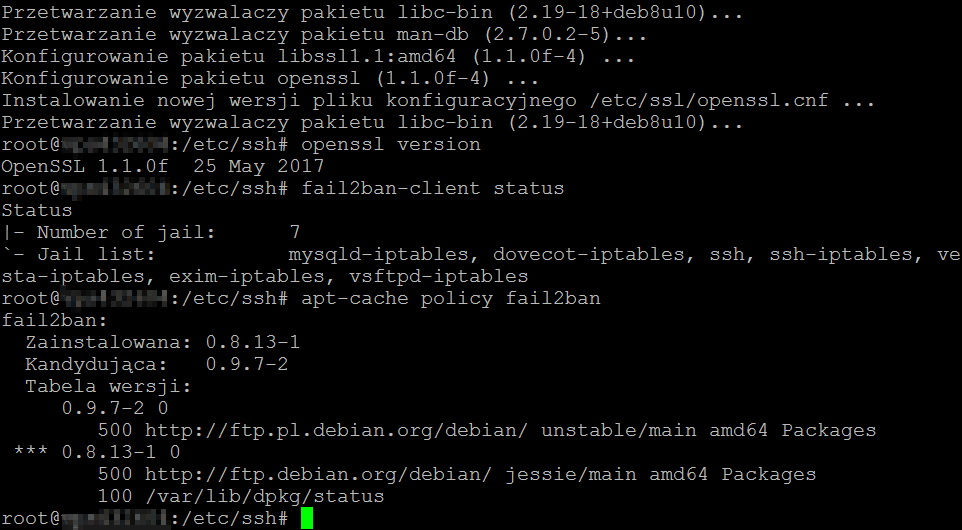 Debian - apt-cache policy fail2ban