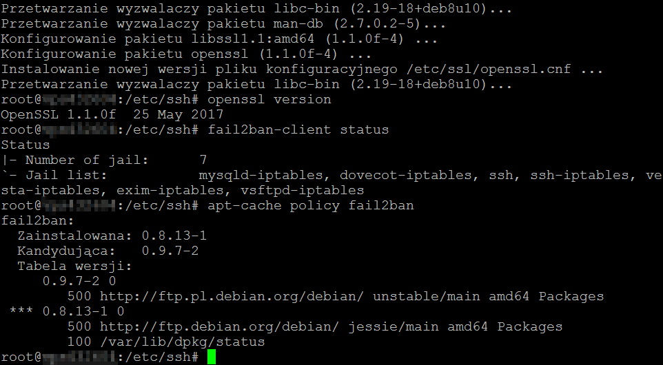 Debian - apt-cache policy fail2ban