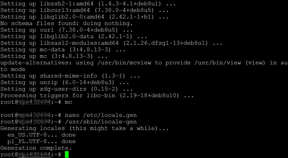 Debian - locale-gen - generation complete