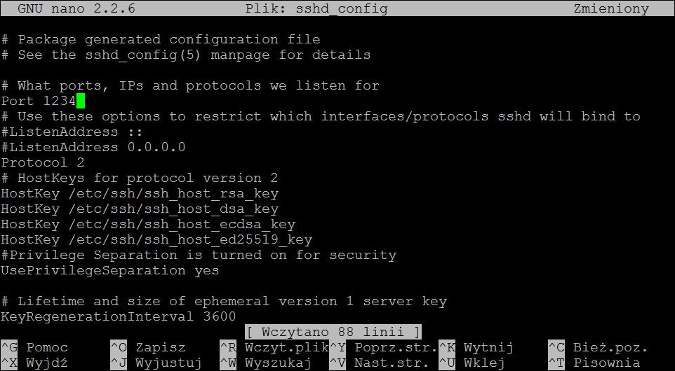 Debian - sshd_config - nano